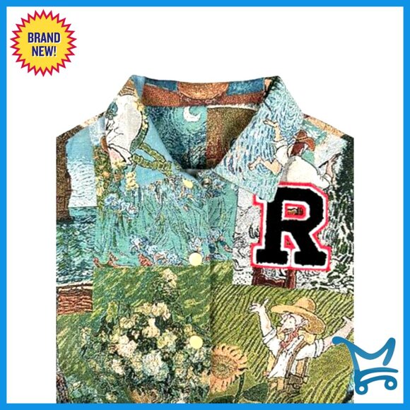 Cropped Floral Bomber Jacket, Lightweight Polyester, Button Down, Casual - Picture 3 of 5